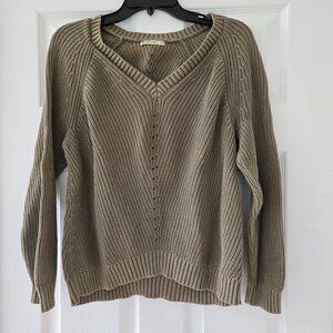 V-Neck Cotton Knit Sweater